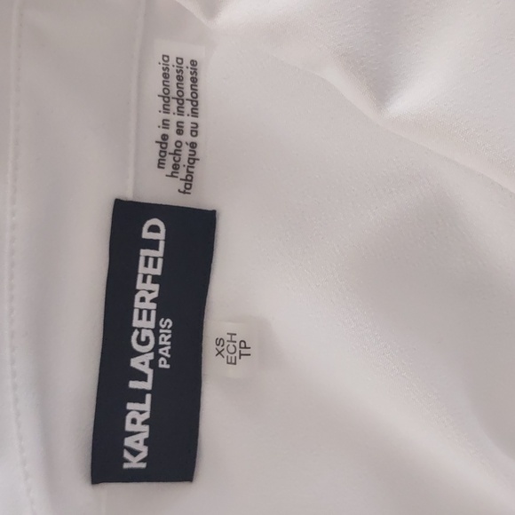 Karl Lagerfeld Classic White Button Down Tuxedo Shirt - Size XS /ECH/TP - Picture 10 of 11